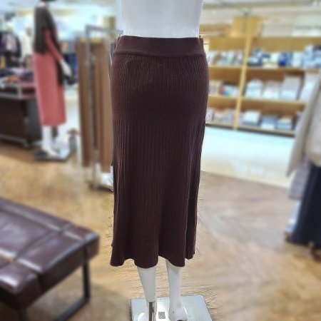 캐시혼용케이블조직A라인롱스커트