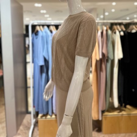 셋업 소프트 코튼 케이블 반팔탑