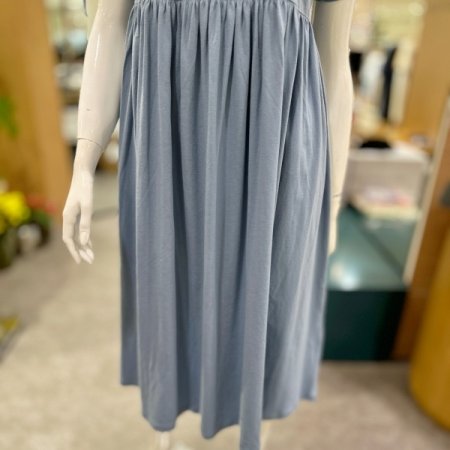 코튼 스트링 반소매 롱드레스