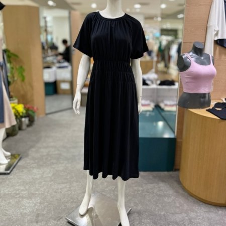 코튼 셔링 롱 원피스