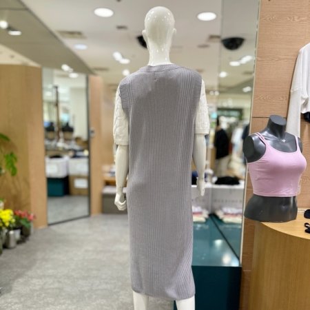 에어니트 립조직 민소매 드레스