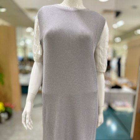 에어니트 립조직 민소매 드레스