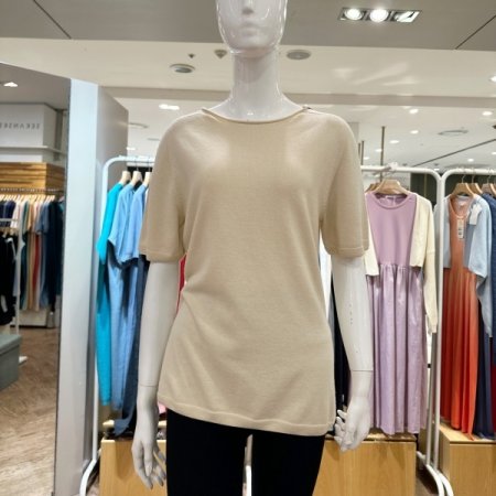 코튼 실크 말림넥 반팔 풀오버