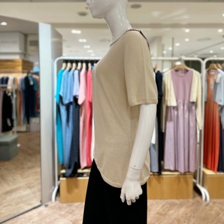 코튼 실크 말림넥 반팔 풀오버