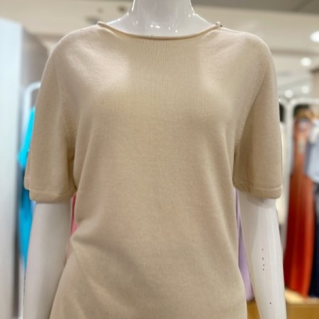 코튼 실크 말림넥 반팔 풀오버