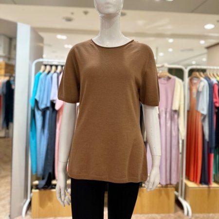 코튼 실크 말림넥 반팔 풀오버