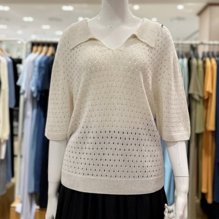 오픈 카라 니트