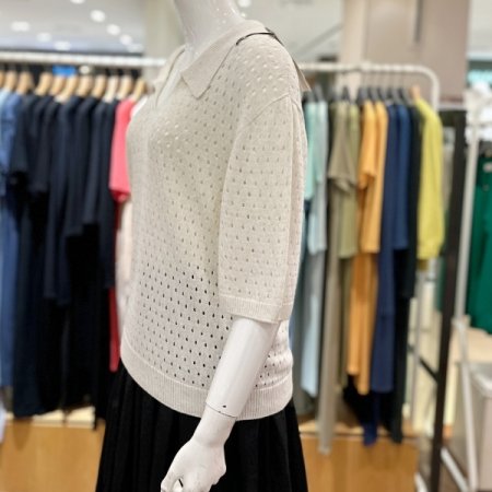 오픈 카라 니트