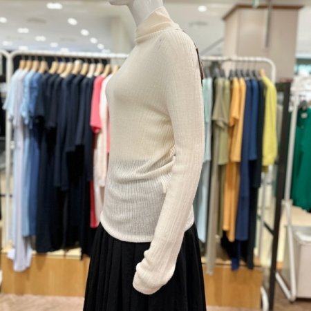 주름 조직 터틀넥 탑