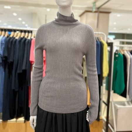 주름 조직 터틀넥 탑