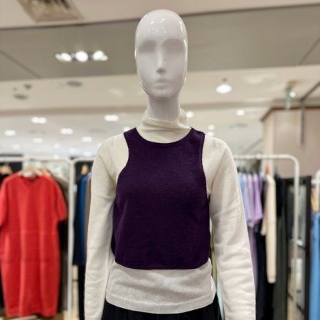 크롭 라운드 니트 베스트