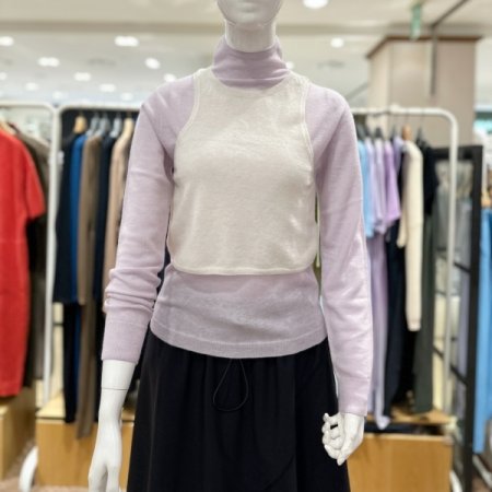 크롭 라운드 니트 베스트