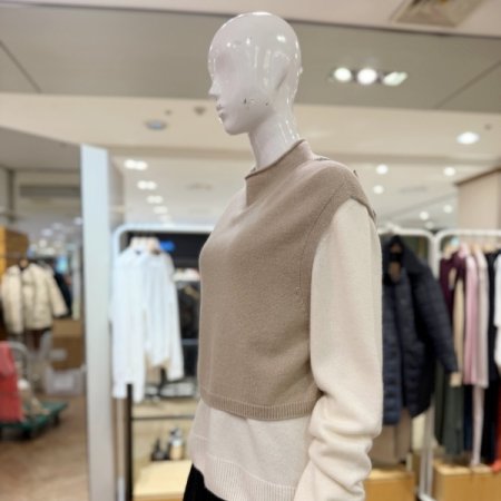 라운드 무지 니트