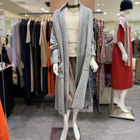 3D 니트 숄카라 롱가디건