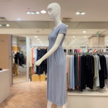 모달 스마킹 캡소매 롱원피스