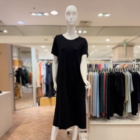 모달 루즈핏 하프슬리브 롱 드레스