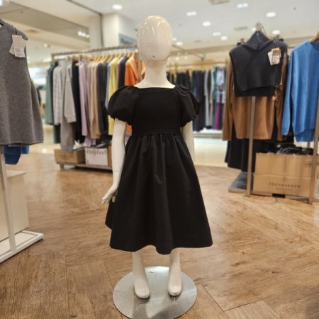 키즈46세 스퀘어 셔링 퍼프 원피스