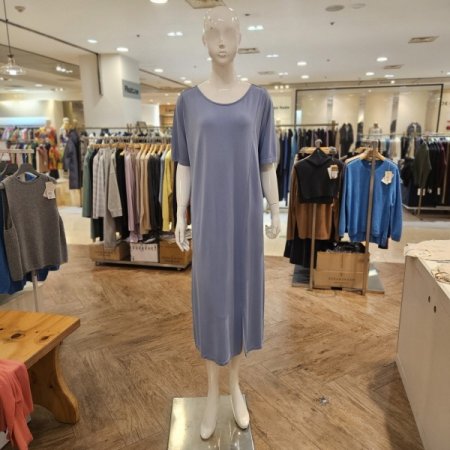 보트넥 5부 앞트임 롱 원피스