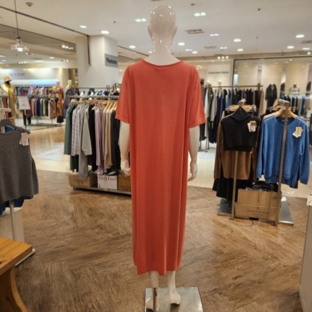 보트넥 5부 앞트임 롱 원피스