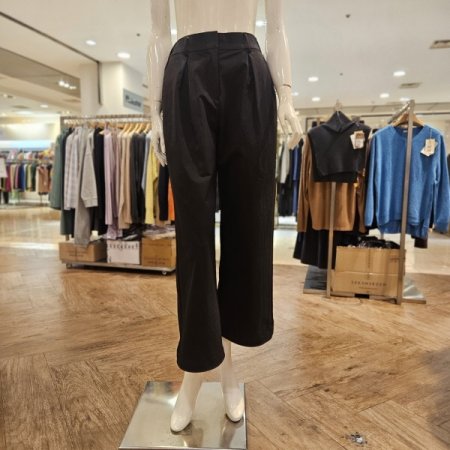 세컨스킨 밑단스트링 핀턱 와이드팬츠