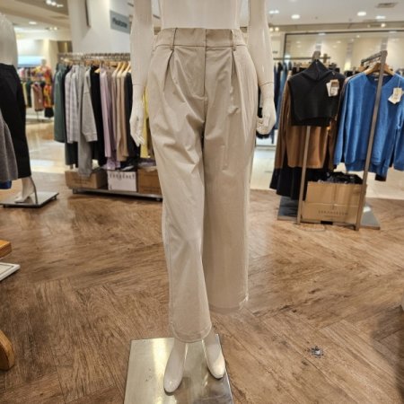 세컨스킨 밑단스트링 핀턱 와이드팬츠