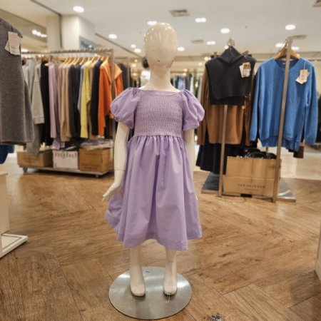 키즈46세 셔링 퍼프소매 원피스