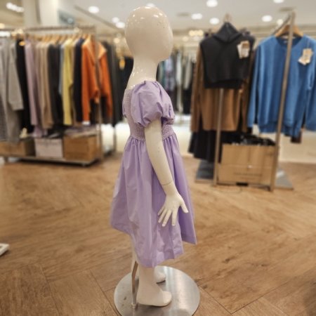 키즈46세 셔링 퍼프소매 원피스