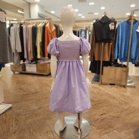 키즈46세 셔링 퍼프소매 원피스