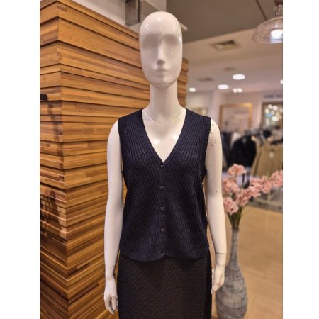 하트 단추 브이 니트 베스트