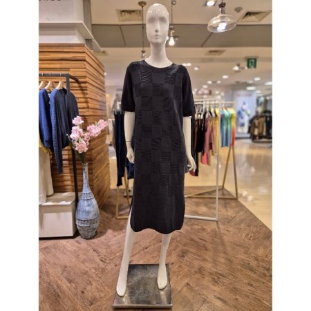 네모격자 롱 니트원피스