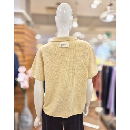 카라 하트 자수 니트