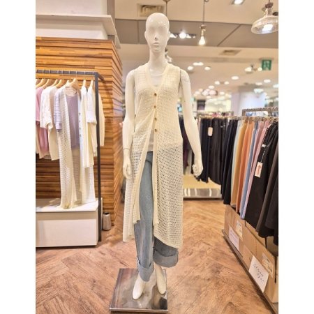 3D 니트 메쉬 롱 베스트