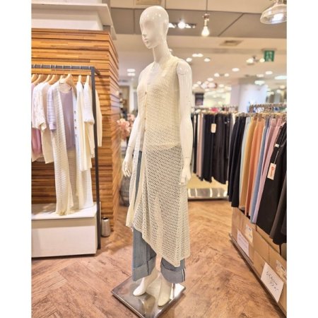 3D 니트 메쉬 롱 베스트