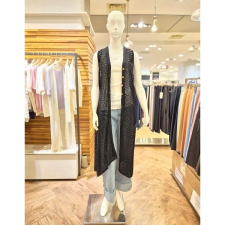 3D 니트 메쉬 롱 베스트