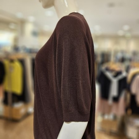 밑단시보리 브이넥 반팔 니트