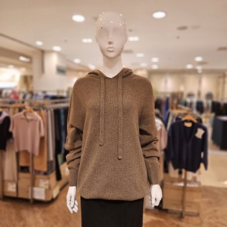 모 혼방 후드 긴팔 니트