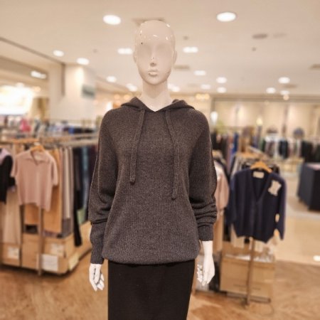 모 혼방 후드 긴팔 니트