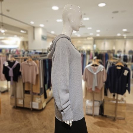 모 혼방 후드 긴팔 니트