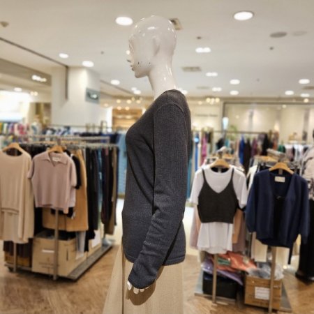 심리스 골지 발열 라운드넥 티셔츠