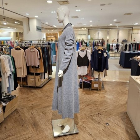 3D 울 하이넥 니트 롱 원피스