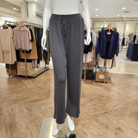 심리스 허리밴딩 골지 발열 와이드팬츠