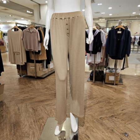 심리스 허리밴딩 골지 발열 와이드팬츠