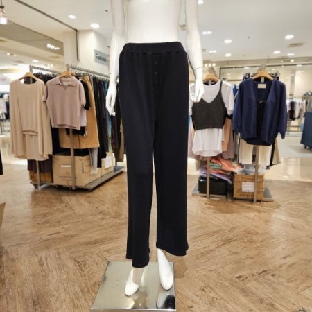 심리스 허리밴딩 골지 발열 와이드팬츠