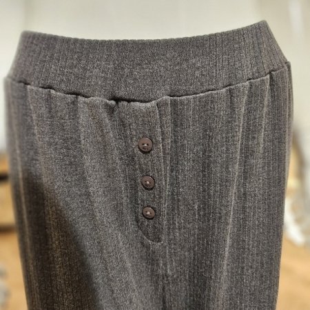 심리스 허리밴딩 골지 발열 와이드팬츠