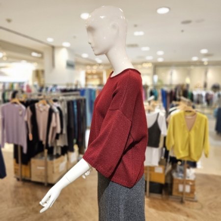 뒷목 스트랩 메탈 반팔 니트