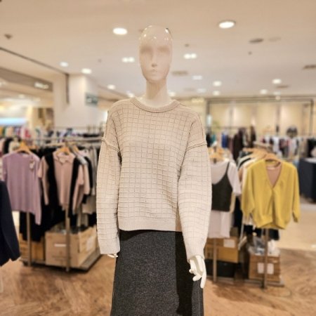 세컨스킨 와플조직 모혼방 오버핏 긴팔니트