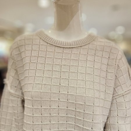 세컨스킨 와플조직 모혼방 오버핏 긴팔니트