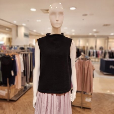 뒷 버튼 터틀넥 니트 베스트