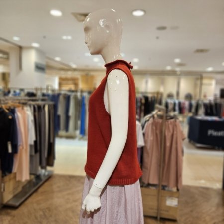 뒷 버튼 터틀넥 니트 베스트