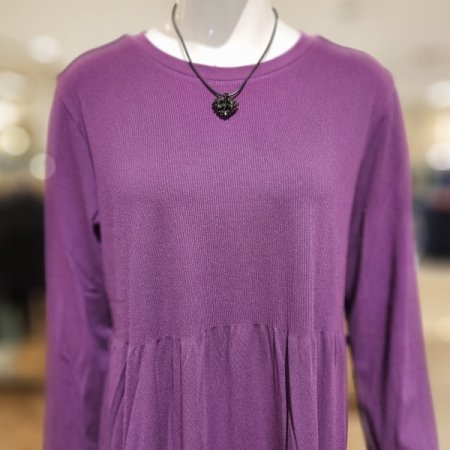 모달 긴팔 라운드넥 롱 원피스